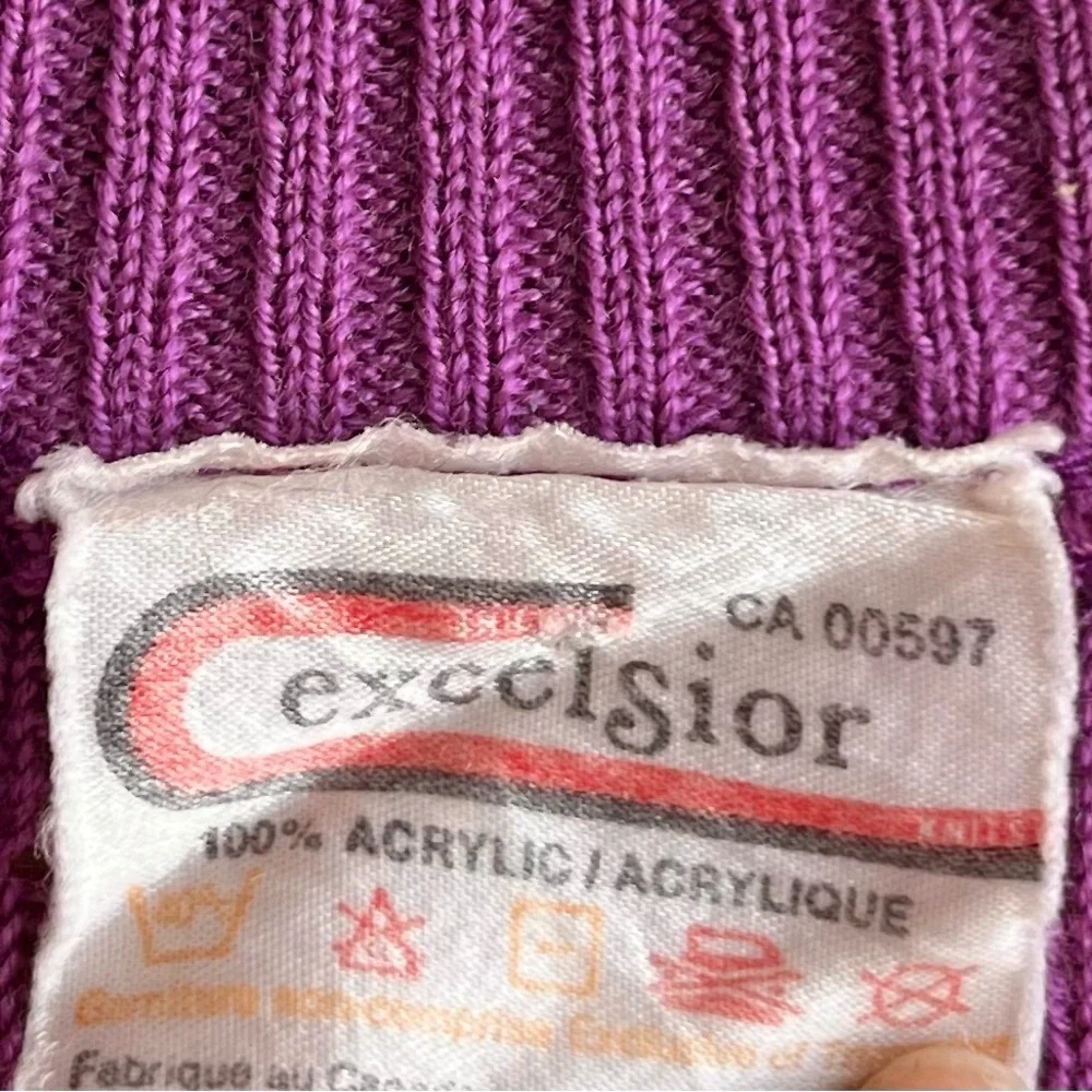 Excelsior Vintage 90s Purple Lace Collar Purple Knit Sweater Size Small Medium - Picture 5 of 6